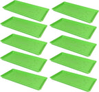 SUNPACK 10" x 20" Heavy Duty Shallow Plastic Seed Starting Tray, Green, 1" (Pack of 10) - No Drainage Holes, Perfect for Greenhouses or Indoor Gardening