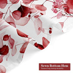 MitoVilla Red Spring Floral Shower Curtain, Modern Plants Botanical Fabric Cloth Shower Curtains for Chic Elegant Bathroom Decor, Summer Watercolor Eucalyptus Leaf, 72x72