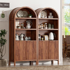 Ieejdn 71" Tall Arched Kitchen Pantry,Modern Fluted Wood Storage Cabinet with Doors,Adjustable Shelves,Organizer, Versatile Cupboard for Kitchen,Living Room,Dining Room,Bathroom,Walnut3