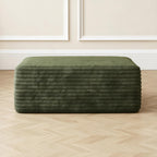 37.4 Inch Oversized Ottoman for Couch, Corduroy Upholstered Footrest with Compressed Memory Foam, Modular Sectional Cloud Pouf, No Assembly Required, DIY Combination, Green