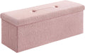 SONGMICS Large Folding Storage Ottoman Bench, 15 x 43 x 15 Inches | Foot Rest Stool, Load up to 660 lb, Jelly Pink, MINOTA Collection ULSF097R01