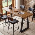 63” Solid Wood Bar Table, Commercial Grade Counter Height Table with Metal Legs, Heavy Duty Long Pub Table for Restaurant, Bar, Café & Hospitality Use, Rustic Brown Black