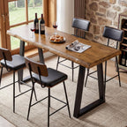 63” Solid Wood Bar Table, Commercial Grade Counter Height Table with Metal Legs, Heavy Duty Long Pub Table for Restaurant, Bar, Café & Hospitality Use, Rustic Brown Black