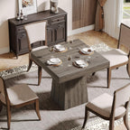 Tribesigns Square Dining Table for 4, 31.5-Inch Small Kitchen Table with Sturdy Pedestal Base, Farmhouse Dinner Table for Dining Room, Living Room, Kitchen, Light Gray