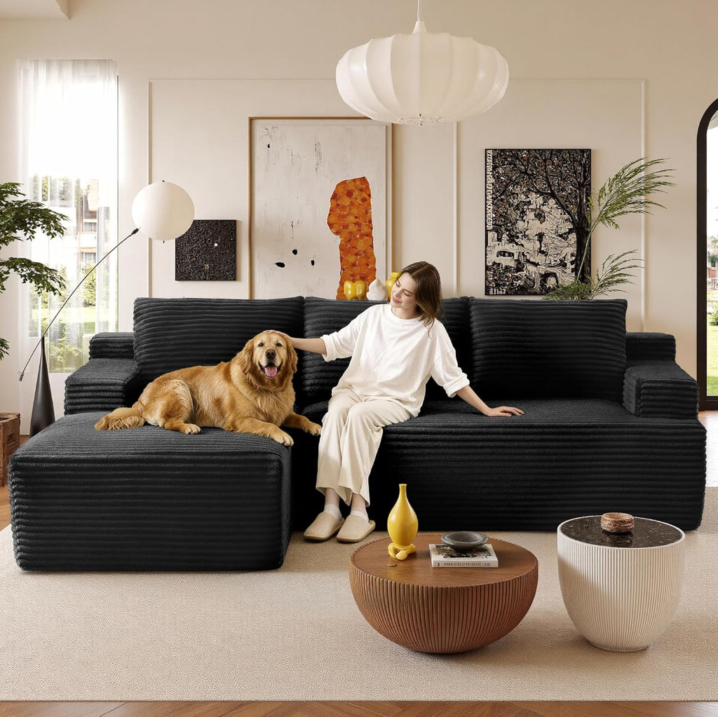 96" Sectional Couches for Living Room Cloud Couch Sofa with L-Shape Upholstered Couchs Modern Modular Sectional Couch with Chaise