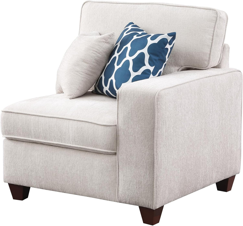 YOPTO 127" L-Shaped Sectional Couch with Movable Ottoman & 6 Throw Pillows,7 Seat Chenille Upholstered Sofa W/2 Cup Holder,USB Port & Hidden Storage Box,DIY Combination,for Living Room,Apartment,Beige