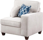 YOPTO 127" L-Shaped Sectional Couch with Movable Ottoman & 6 Throw Pillows,7 Seat Chenille Upholstered Sofa W/2 Cup Holder,USB Port & Hidden Storage Box,DIY Combination,for Living Room,Apartment,Beige