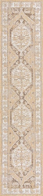 Unique Loom Outdoor Traditional Collection Area Rug - Valeria (2' 7" x 12' 2" Runner, Natural/ Ivory)