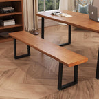 Solid Wood Top Bench with Metal Legs Durable Long Bench for Home Office Living Room Dining Room Versatile Multi Size Options Perfect Chair Stool Dining Chair (Light brown bench, 78.74in)