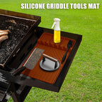 Silicone Griddle Tools Mat for Blackstone,Grill BBQ Caddy Utensils Holder for Kitchen,Cooking & Countertop,Large Spatula Mat with Drip Pad,Griddle Accessories for Blackstone (brown-2)