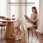 Homkdom Dining Chairs Set of 4, Modern Upholstered Kitchen Chairs with Curved Open Back, Black Metal Legs & Swiveling, Adjustable Feets, 10-Min Assembly, Caramel Brown