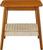 Mid Century Modern End Table with Shelf, 2-Tier End Table with Storage, Small Bedside Tables or Living Room, Walnut