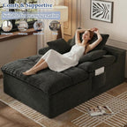 65" Chaise Lounge Chair Indoor, Oversized Chaise Lounge | No Assembly | Side Pockets| Corduroy Fabric | Extra deep seat | Double Cushion | for Living Room Bedroom Apartment | Black