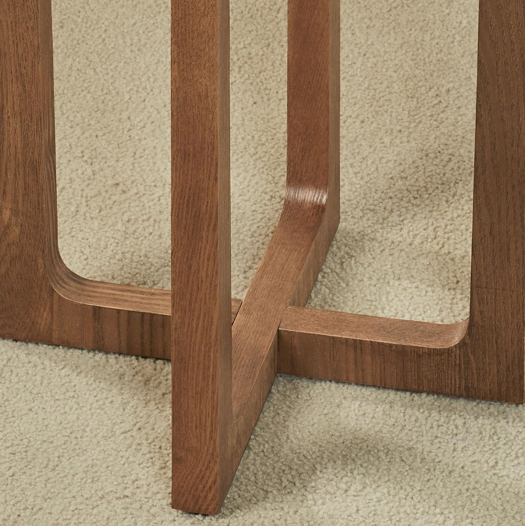 Huxley Octagonal End Table with Weathered Oak Top and Dark Walnut Crossing Legs | 16 inch Diameter x 26 inch high | Wooden Side Table for Living Room, Bedroom, or Office | Modern | Geometric