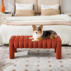 63’’ Bench for Dining Table, Upholstered End of Bed Bench with Solid Wood Legs, Modern Small Entryway Bench with Full Covered Fabrics for Bedroom, Kitchen, Living Room (Rust, Velvet)