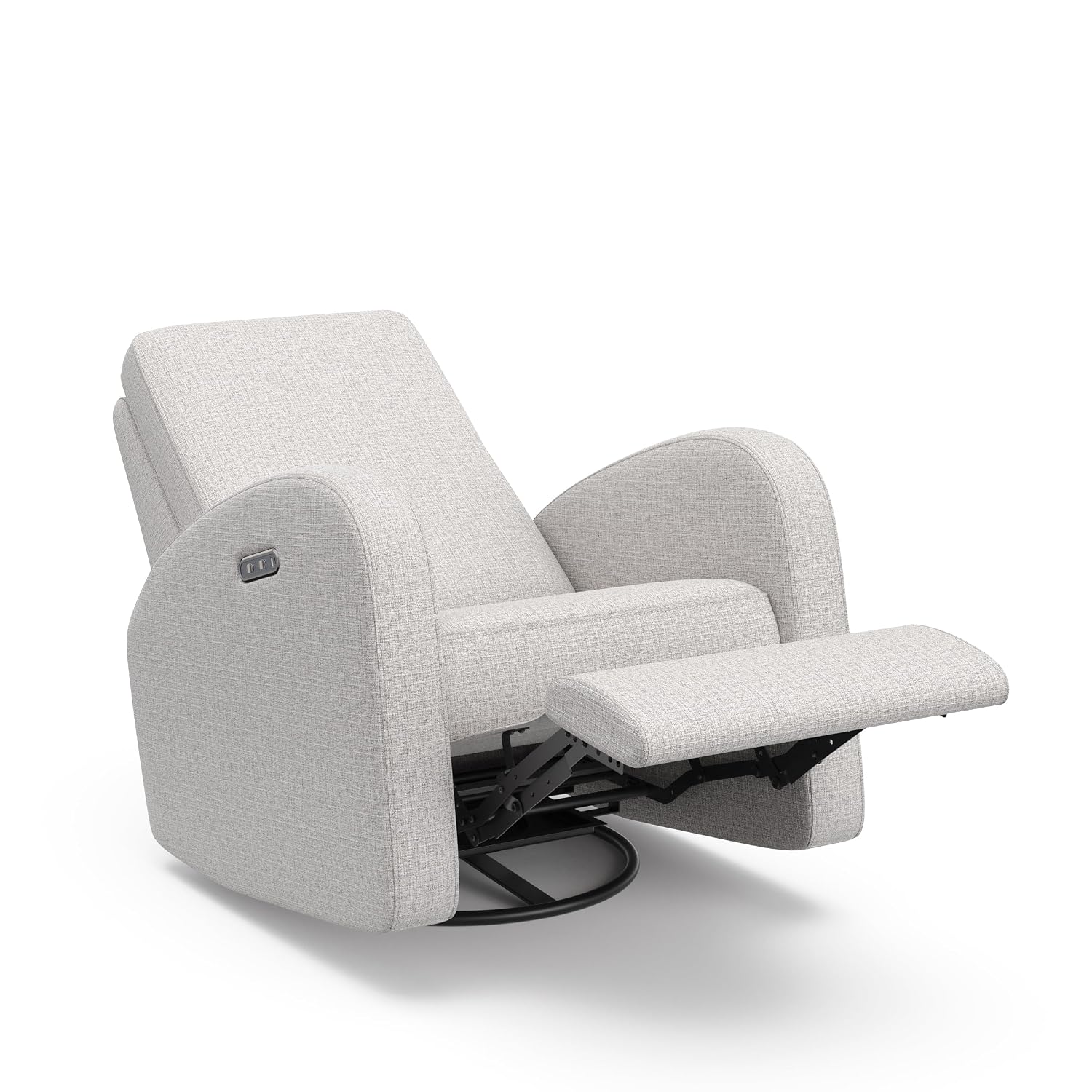 Storkcraft Santa Monica Power Recliner Swivel Glider, Steel Basketweave | GREENGUARD Gold Certified, CertiPUR-US Certified Foam, Effortless Electronic Power Recline, USB-A & USB-C Charger