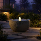 Sunnydaze Outdoor Water Fountain with LED Light - Polystone Round Bowl Bubbler Water Feature with Pump - 9.5" H - for Patio, Garden, Deck, Relaxation and Stress Relief - Gray