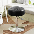 Youtanic Vanity Stool with Adjustable Height, 360°Swivel Ottoman Chair for Adults, Round Padded Makeup Stool with Stable Support for Vanity Bedroom, Bathroom, Dorm, Black