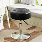 Youtanic Vanity Stool with Adjustable Height, 360°Swivel Ottoman Chair for Adults, Round Padded Makeup Stool with Stable Support for Vanity Bedroom, Bathroom, Dorm, Black