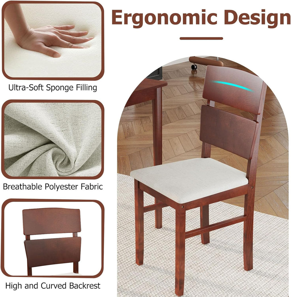 Tangkula Dining Table Set for 4, Dinette Set with Table and 4 Padded Seat, Rubber Wood Legs, Curved Backrest, Mid-Century Modern Kitchen Table and Chairs Set of 4 for Living Room, Dining Room