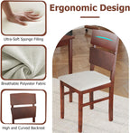 Tangkula Dining Table Set for 4, Dinette Set with Table and 4 Padded Seat, Rubber Wood Legs, Curved Backrest, Mid-Century Modern Kitchen Table and Chairs Set of 4 for Living Room, Dining Room
