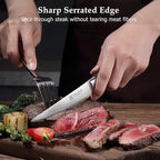 PAUDIN Steak Knives Set of 6, Kitchen Steak Knife 4.5 Inch, High Carbon Stainless Steel Steak Knives, Serrated Steak Knife with Pakkawood Handle, Dinner Knives with Gift Box