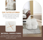 Zesthouse Square Pouf Ottomans Set of 2, Modern Backless Vanity Stool for Bedroom, White Fuzzy Foot Rest for Couch, Upholstered Tufted Footstool, Sherpa Fabric Ottoman Coffee Table for Living Room