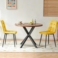 Homedot Small Dining Table Set for 2,37-in Round Kitchen Table Chairs Set Space Saving, Rustic Brown Breakfast Nook Dinner Table with Yellow Dining Room Side Chairs Upholstered for Dining Hall