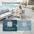 NICESOUL 4 Piece Patio Aluminum Furniture Set, 29" Oversized Wide Deep Seats Outdoor Sectional Sofa, 500 lbs Heavy Duty Modular Conversation Set for Balcony, Porch, Backyard and Poolside, Light Grey