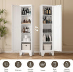 LCAOPC 67" Tall Narrow Bathroom Metal Storage Cabinet with 4 Adjustable Shelves, Freestanding 5 Tier Slim Pantry Storage Cabinet for Small Space, White