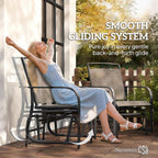 Outsunny Outdoor Glider Chairs with Coffee Table Patio 2-Seat Brown | Rocking Chair Swing, Breathable Sling, Backyard, Garden, Porch