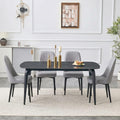 Modern Dining Table Set for 4, 63 inch Sintered Stone Kitchen Table and Chairs,Rectangular Dining Table Set of 4 with PU Leather Chair, 5 Piece Dining Room Table Set for Kitchen, Office, Apartment