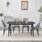 Modern Dining Table Set for 4, 63 inch Sintered Stone Kitchen Table and Chairs,Rectangular Dining Table Set of 4 with PU Leather Chair, 5 Piece Dining Room Table Set for Kitchen, Office, Apartment