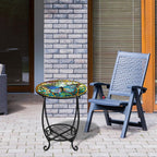 Cinnvoice Outdoor Side Table Round Small Mosaic Patio Accent Indoor End Plant Coffee Tea Table for Yard Patio Porch Garden Living Room, Bedroom(Butterfly Style,14 Inch)