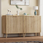 Homleke Buffet Cabinet with Storage, Modern Fluted Accent Sideboard with Doors & Adjustable Shelf, Buffet Table Entryway Cabinets for Living Room, Kitchen, Dining Room, Hallway, Natural