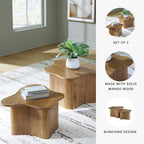 Signature Design by Ashley Solid Mango Wood Nesting Coffee Table Set of 2 | Solid mango wood, Organic modern pedestal tables, Living room use, Abeford Series