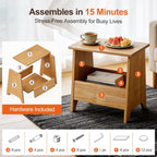 King Oasis Small Storage Stool with Flat Top, 15.7" Modern Footstool Ottoman for Living Room & Bedroom, Narrow Shoe Bench/Side Table for Entryway, Bathroom, Bedroom and Small Spaces, Light Oak Low