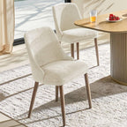 HULALA HOME Dining Chairs Set of 2, Ivory Fabric Upholstered Dining Room Chairs Set with Solid Wood Legs, Paded Back, Modern Kitchen Accent Chairs for Living Room Bedroom Reception