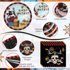 452 Pcs Pirate Party Supplies Decorations for 50 Guests, Pirate Treasure Theme Paper Plates Napkins Cups Tablecloth Cutlery Straws for Adult Halloween Birthday Party Decorations