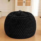 XeGe Luxury Bubble Fluffy Faux Rabbit Fur Bean Bag Cover(No Filler), Black | No-Shed, Non-Slip, Washable, Shaggy Stuffed Animal Storage Beanbag Cover for Bedroom Living Room Dorm Playroom Reading Nook