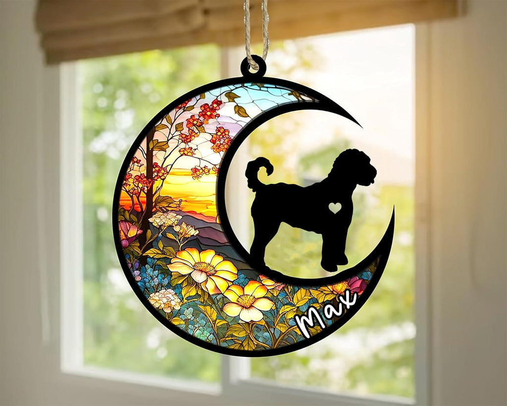 Personalized Dog Memorial, Custom Name Goldendoodle Dog Christmas Ornament with Name, Custom Breeds, Pet Loss Light Catcher, Gifts for Lovers Loss of Pet Sympathy on Mothers Day Christmas