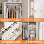 PAKASEPT Armoire Wardrobe Closet with 3 Door, Mirror, LED Lights | Hanging Rod, Drawers, Bedroom Armoires - Large Capacity Storage Wardrobe Armoire for Bedroom