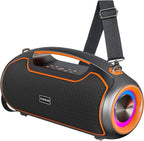 Portable Bluetooth Speakers Wireless Upgrade, 200W Peak Loud Sound/Deep Bass for Party, IP65 Waterproof Outdoor Speaker w/ 2*Subwoofer/2*Tweeter/DSP/Bass Boost/TWS/TF/USB/AUX, 24H Playtime