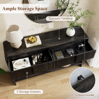 AMERLIFE 45" Fluted Entryway Console Table with 2 Drawers and Open Shelf | Modern Entryway Table with Rounded Edges, Wood Sofa Table for Hallway, Foyer, Behind Couch, Living Room, Black