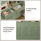 HIFIT 71“HX55“W Large Pantry Cabinet for Food Storage, Farmhouse Kitchen Hutch with Storage Drawers, Tall Kitchen Pantry Cabinet with Microwave Stand for Dining Living Room, Green