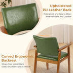 NOBPEINT Mid-Century Modern Dining Chairs with Armrest Set of 2, PU Leather Upholstered Dining Room Chairs with Solid Wood Frame, Walnut Kitchen Armchairs for Kitchen Living Room Restaurant, Green