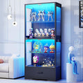 BROTTAR 4-Tier Display Cabinet with Glass Doors and Drawer for Collectibles
