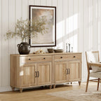 WAMAPT Buffet Cabinet with 4 Doors and 2 Drawers, Large Coffee Bar Table Wood Kitchen Storage Cabinets with Storage Cabinets, Modern Farmhouse Sideboard Credenza for Dining Room, Oak, 68 inch