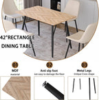 Small Dining Table Set for 4, Modern Dining Table and Chairs Set with 4 Fabric Dining Chairs, 5 Piece Wooden Dining Table Set, 47'' Kitchen Table Set, Ideal for Small Spaces