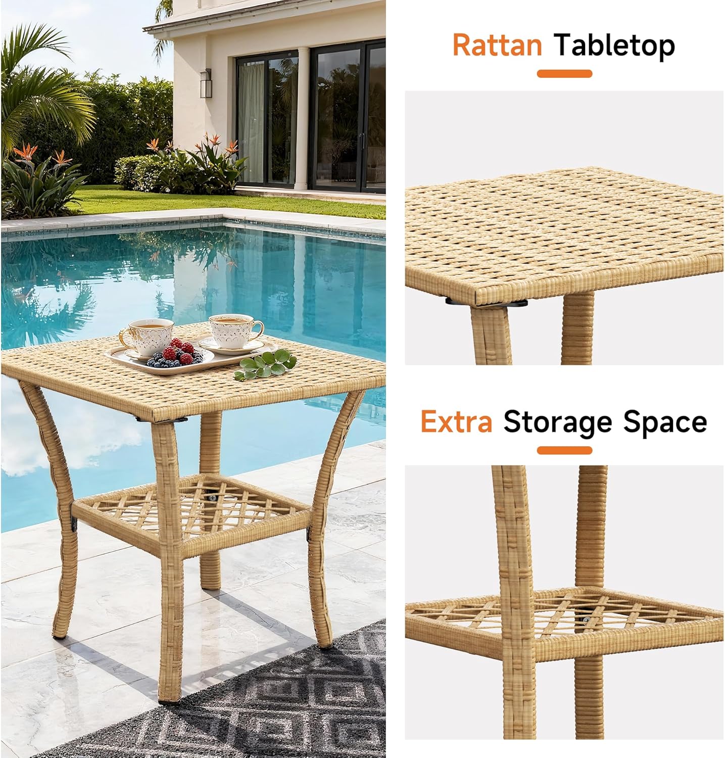 DECMICO Outdoor Rocking Chair Set, 3-Piece Wicker Patio Furniture | Elegant Wicker Style | Comfortable Cushions | Stable Frame Construction | Balcony & Garden Ready